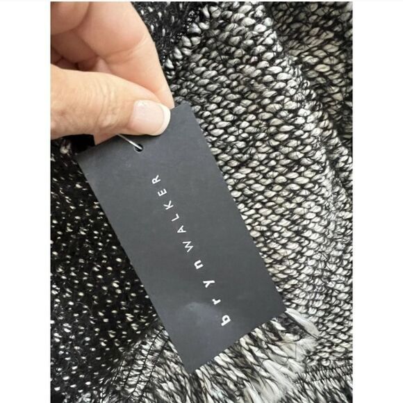 Bryn Walker Virginia Wool Blend tweed Fringed Poncho - Picture 9 of 11